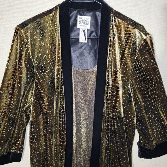 R & M Richards Woman Eveningwear Jacket Cardigan Blouse Size 16 Gold Shimmer - Picture 3 of 11